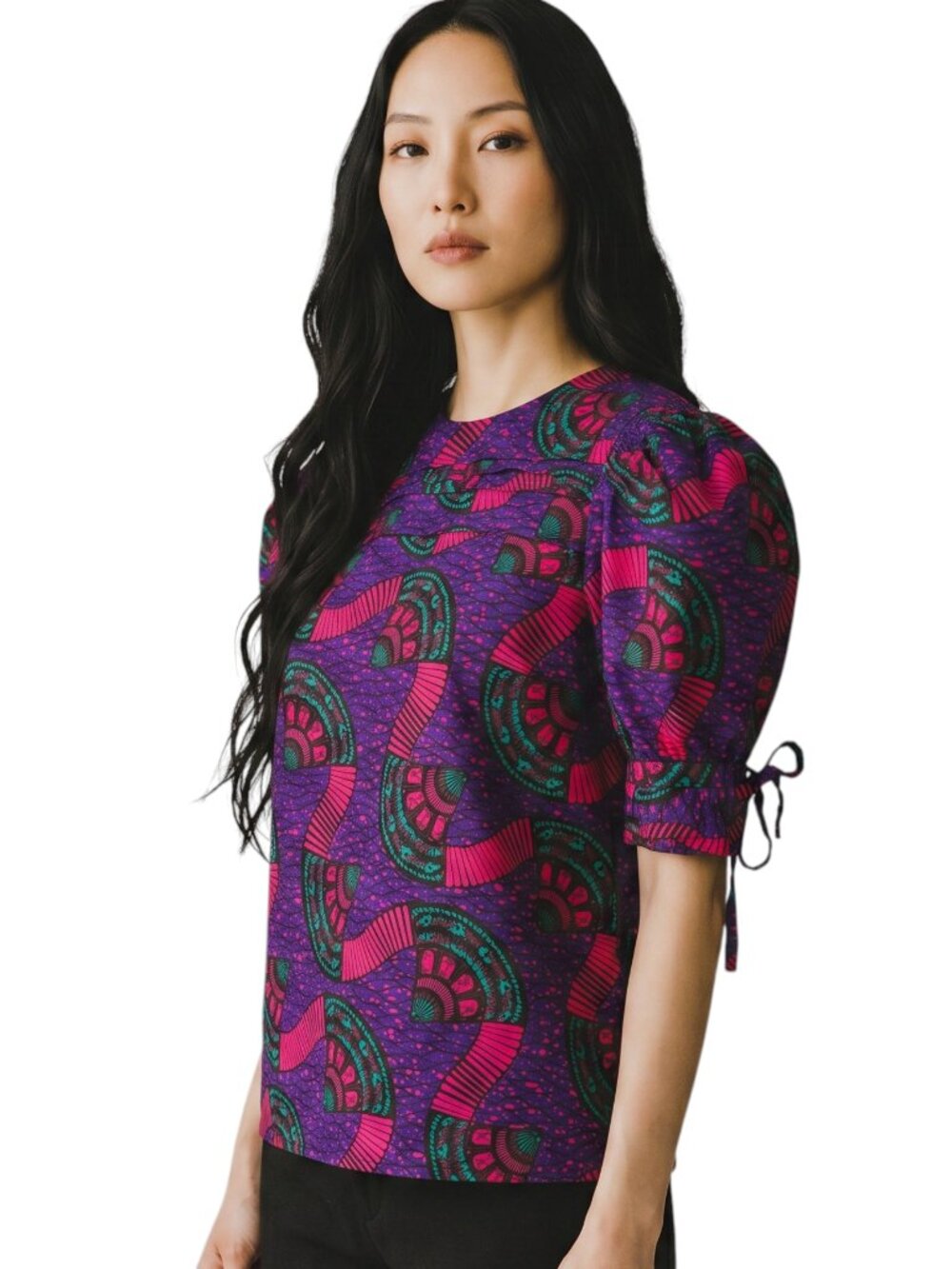 Ulla Johnson Top Puff Sleeve Romantic Art Print Etta Blouse Womens Size 4